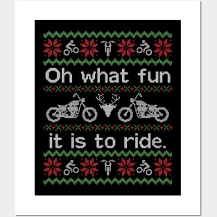 Ugly Christmas Sweater Fun to Ride a Motorcycle Biker Posters and Art